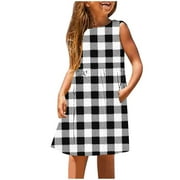 Little Girls Birthday Party Dress Clearance Kids Little Girls Dress Daily Holiday Vacation Print Sleeveless Casual Cute Sweet Dresses Girls Sparkly Dress Party Dress for Girls Black New